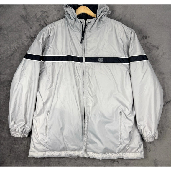 Vintage Nike Full Zip Reversible Hooded Coat Jacket Mens Extra Large XL Gray - Picture 1 of 10